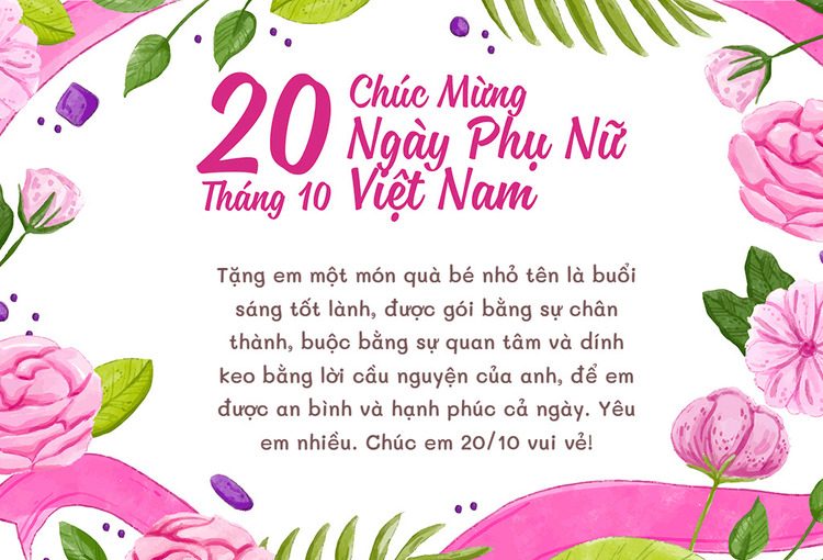 Mẫu thiệp 20/10 tặng người yêu
