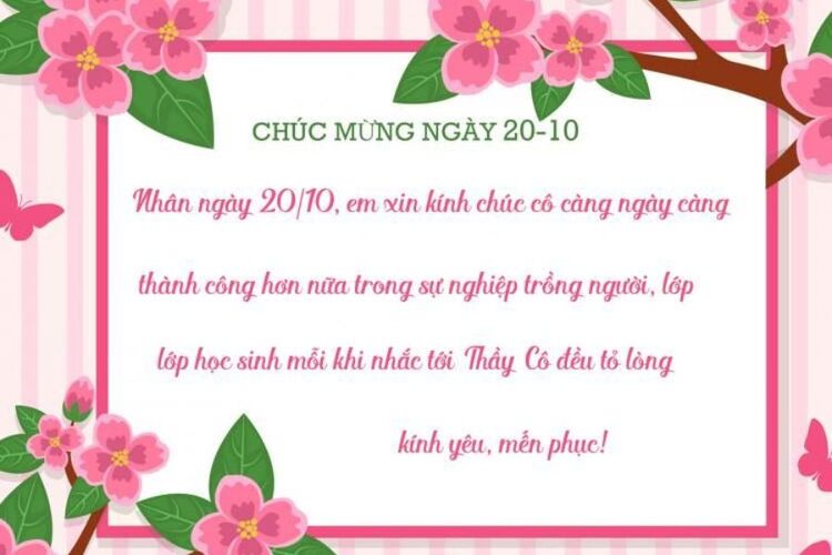 Mẫu thiệp 20/10 tặng cô giáo