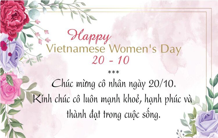 Mẫu thiệp 20/10 tặng cô giáo