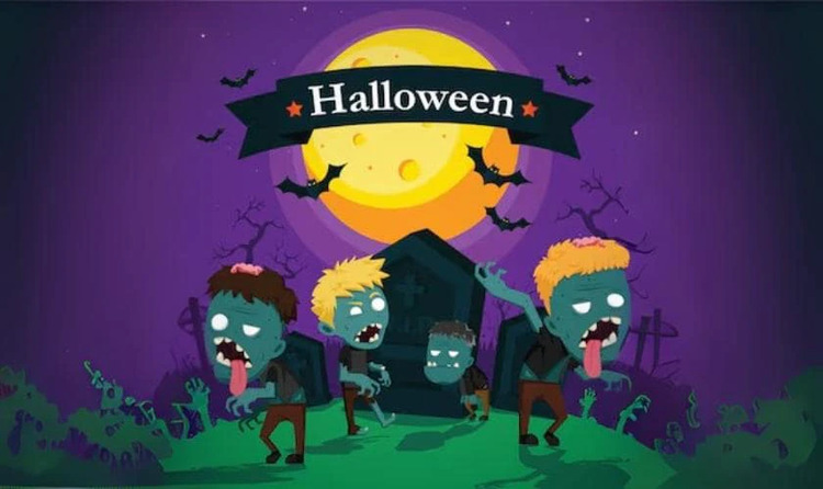 Thiệp Halloween chủ đề Zombie ấn tượng