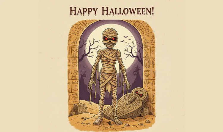 Thiệp Halloween chủ đề xác ướp