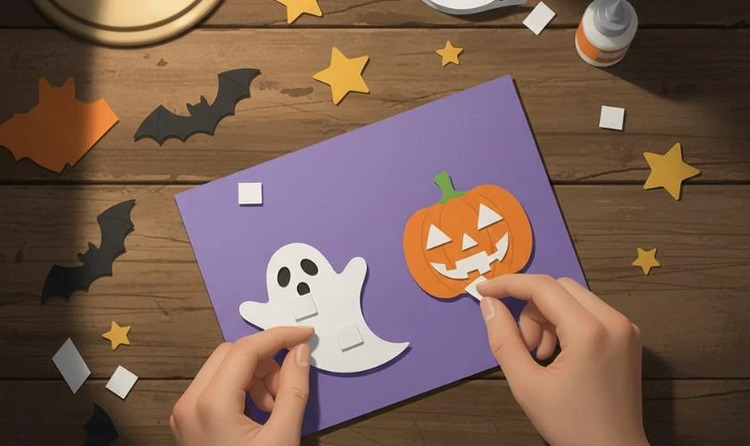 Thiệp Halloween bằng giấy thủ công ấn tượng