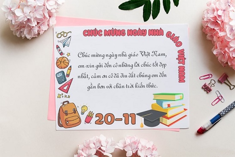 mẫu thư 20/11 dạng in ấn, làm thiệp