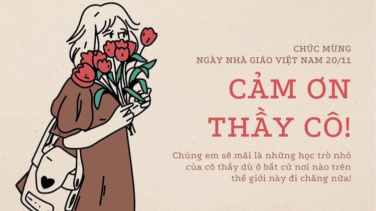 mẫu thư 20/11 dạng in ấn, làm thiệp