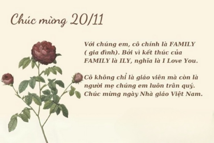 mẫu thư 20/11 dạng in ấn, làm thiệp