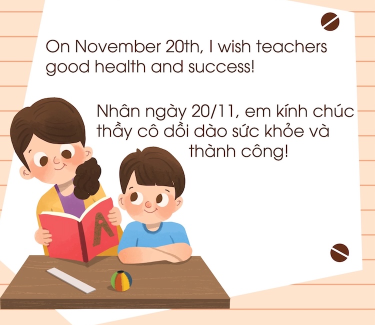 mẫu thư 20/11 dạng in ấn, làm thiệp