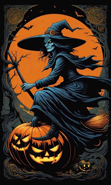 Poster Halloween phù thủy