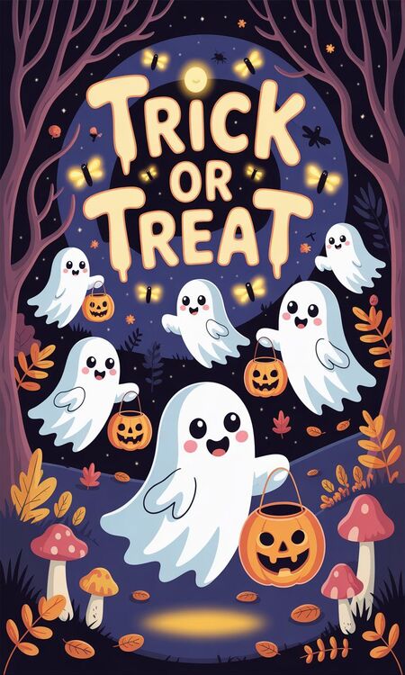 Poster Halloween dễ thương, đáng yêu