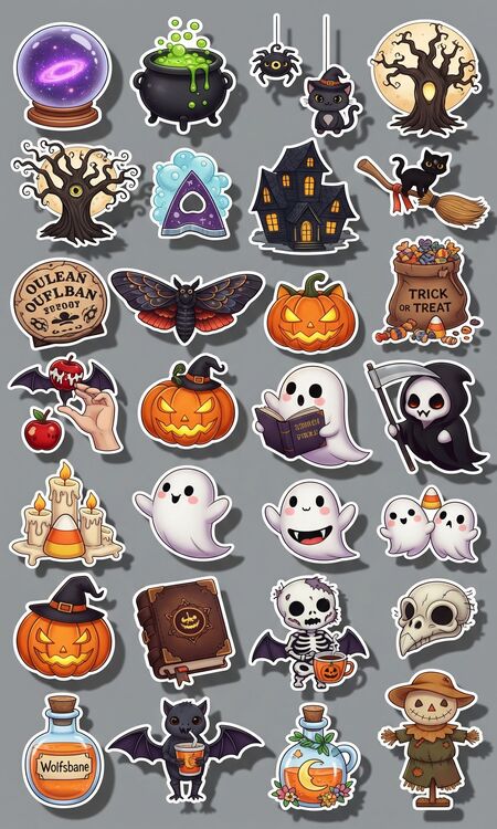 Sticker Halloween ma mị và bí ẩn