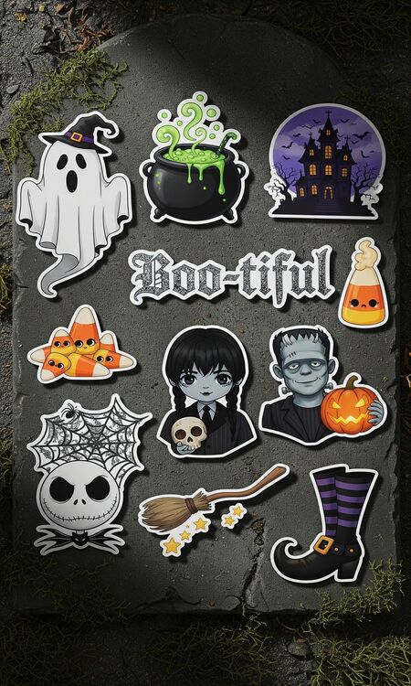 Sticker Halloween ma mị và bí ẩn