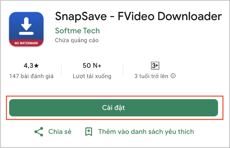 cài đặt ứng dụng SnapSave về điện thoại: