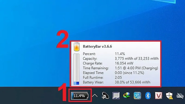 Di chuột lên biểu tượng này để xem các thông tin chi tiết về pin
