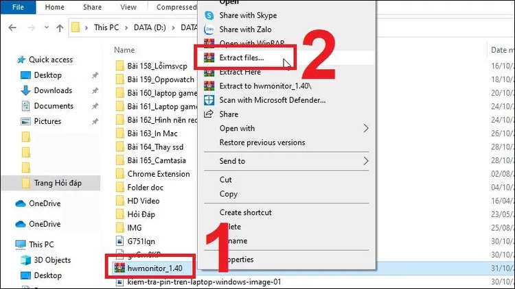 Giải nén và mở tệp