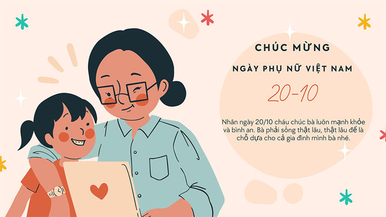Thiệp chúc mừng 20/10 tặng bà