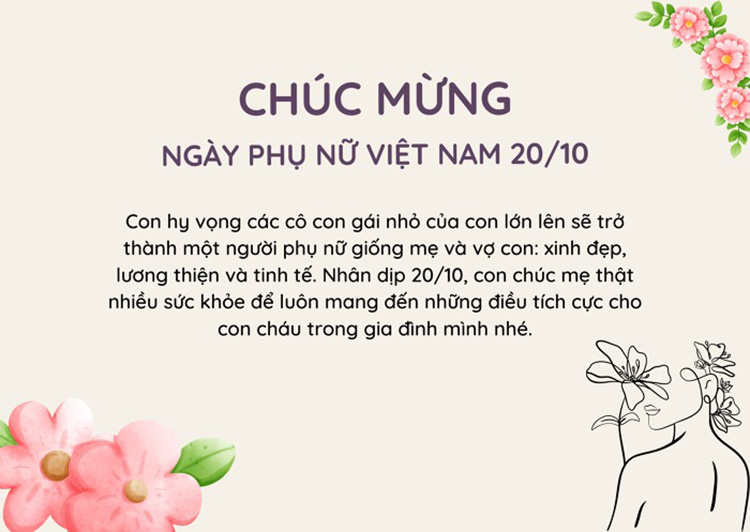 Mẫu thư chúc mừng 20/10 cho mẹ
