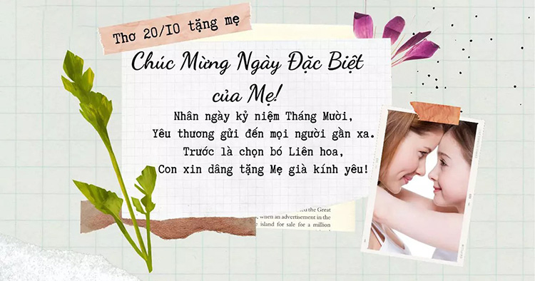 Mẫu thư chúc mừng 20/10 cho mẹ