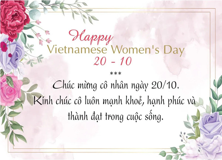 Mẫu thư chúc mừng 20/10 cho cô giáo