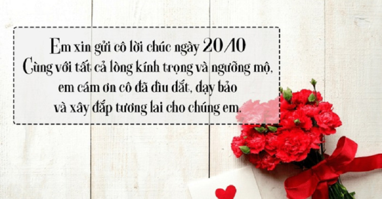 Mẫu thư chúc mừng 20/10 cho cô giáo