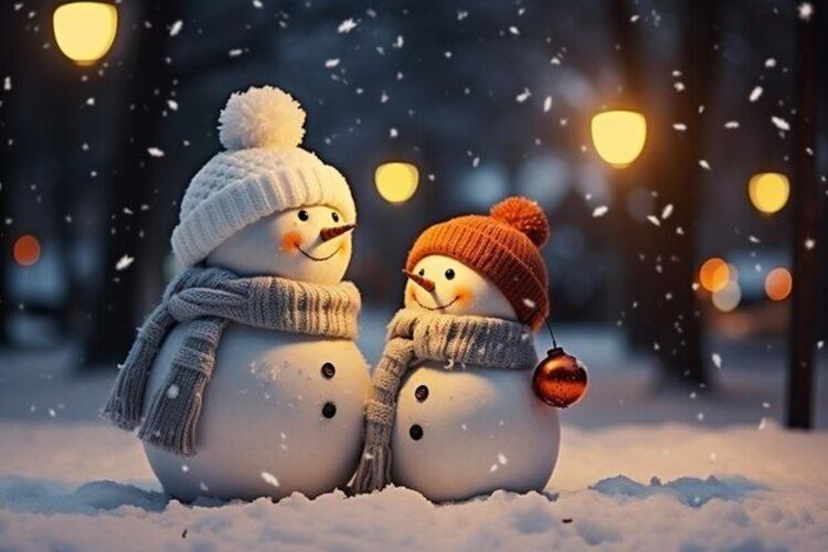 Background Giáng Sinh người tuyết dễ thương