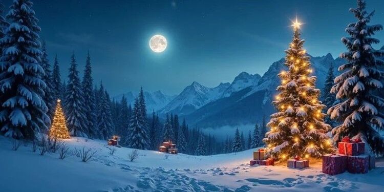 Background Noel Giáng Sinh hình cây thông siêu đẹp