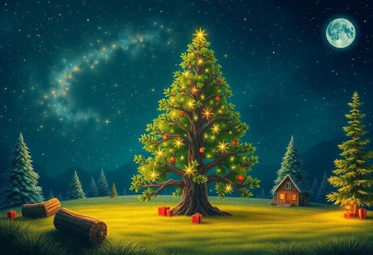 Background Noel Giáng Sinh hình cây thông
