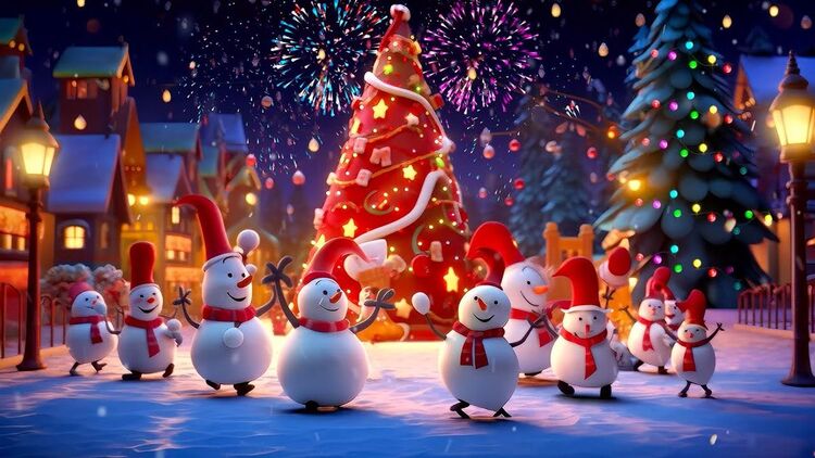 Background Giáng Sinh người tuyết dễ thương