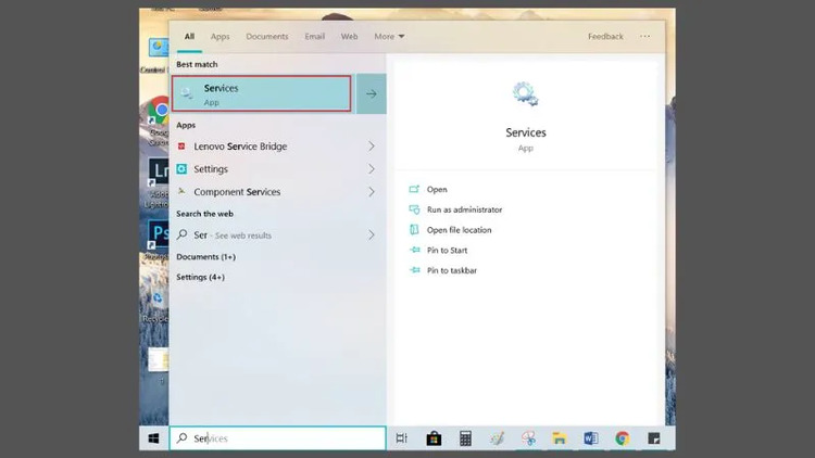 Mở ứng dụng Services