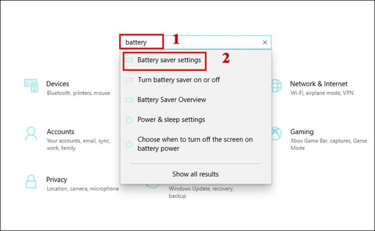 Battery saver settings