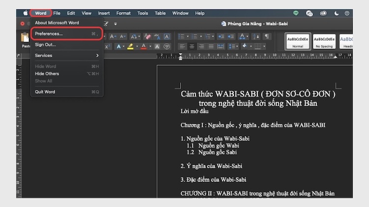 tắt gạch chân đỏ trong word macbook