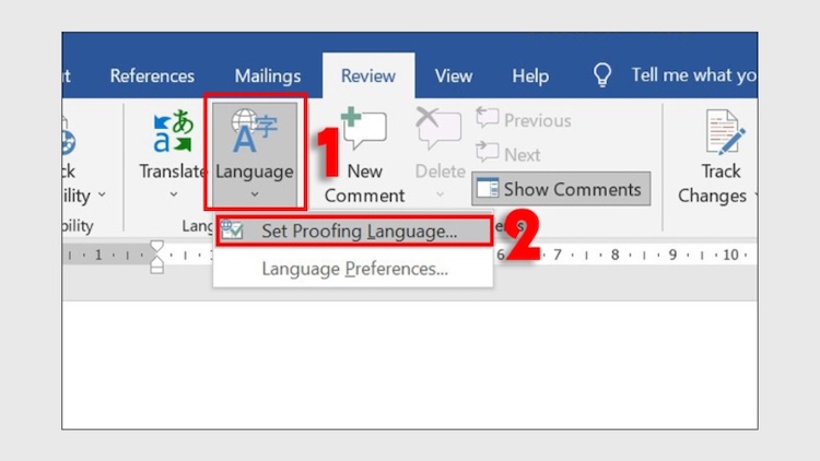 Bôi đen đoạn văn bản muốn tắt gạch chân và cài đặt ngôn ngữ bỏ kiểm tra chính tả