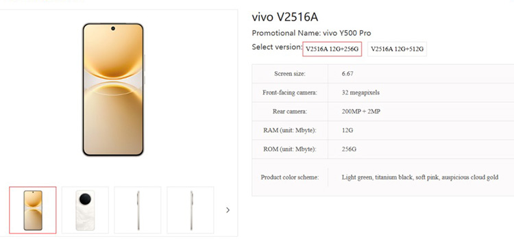 Thông số kỹ thuật Vivo Y500 Pro