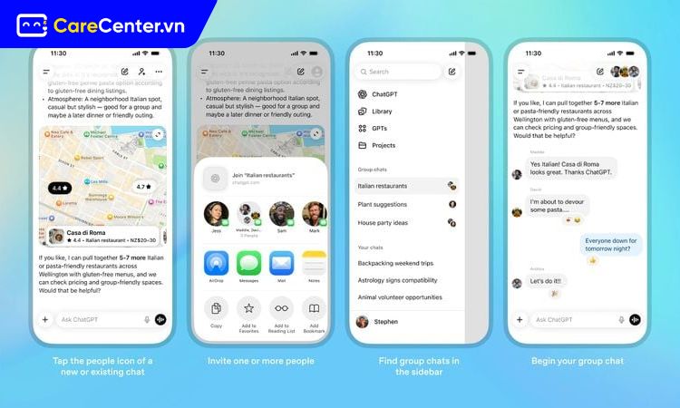 trò chuyện nhóm trên ChatGPT