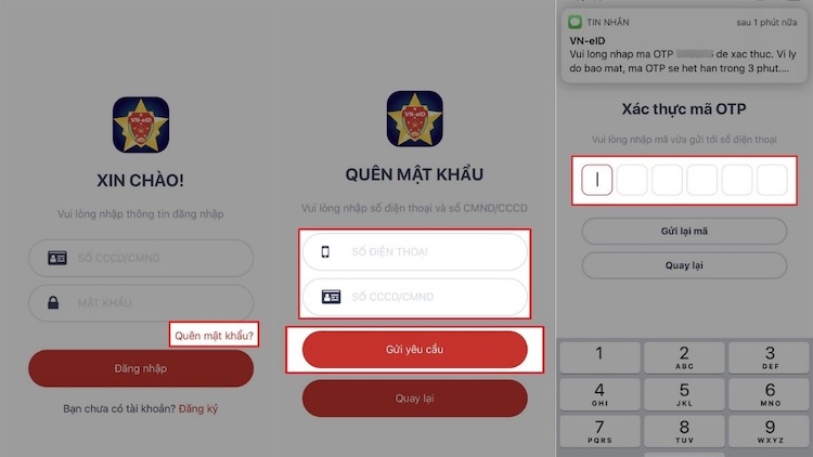 cách lấy lại mật khẩu đăng nhập VNeID khi quên