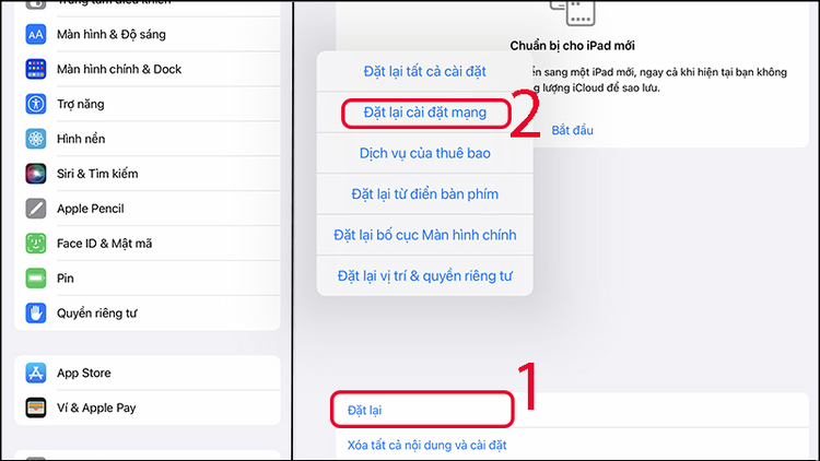 Đặt lại cài đặt mạng iPad