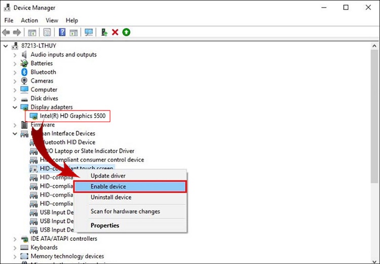 Device Manager > Display adapters,