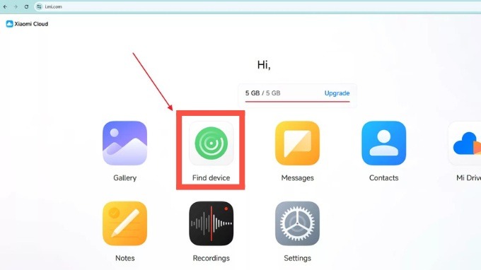 định vị redmi bằng mi account