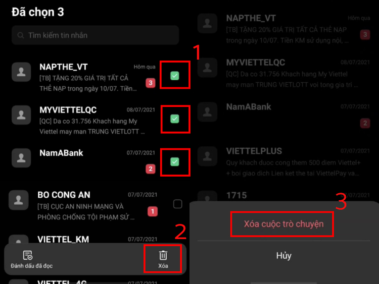 Xóa bớt tin nhắn cũ