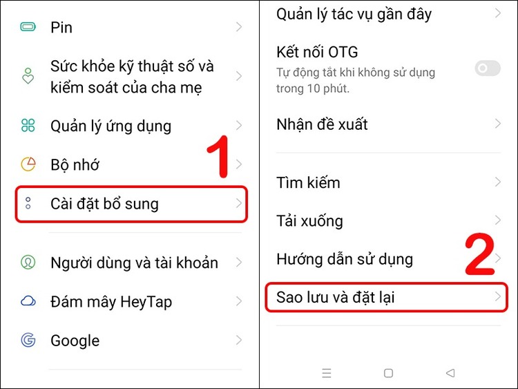 Khôi phục cài đặt gốc điện thoại Realme