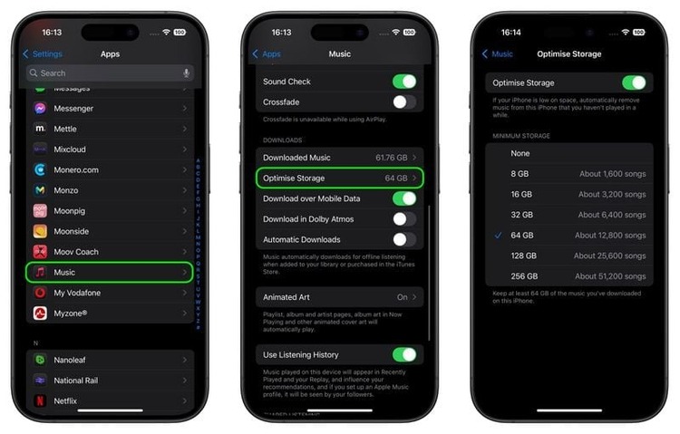 cách giảm dung lượng lưu trữ Apple Music