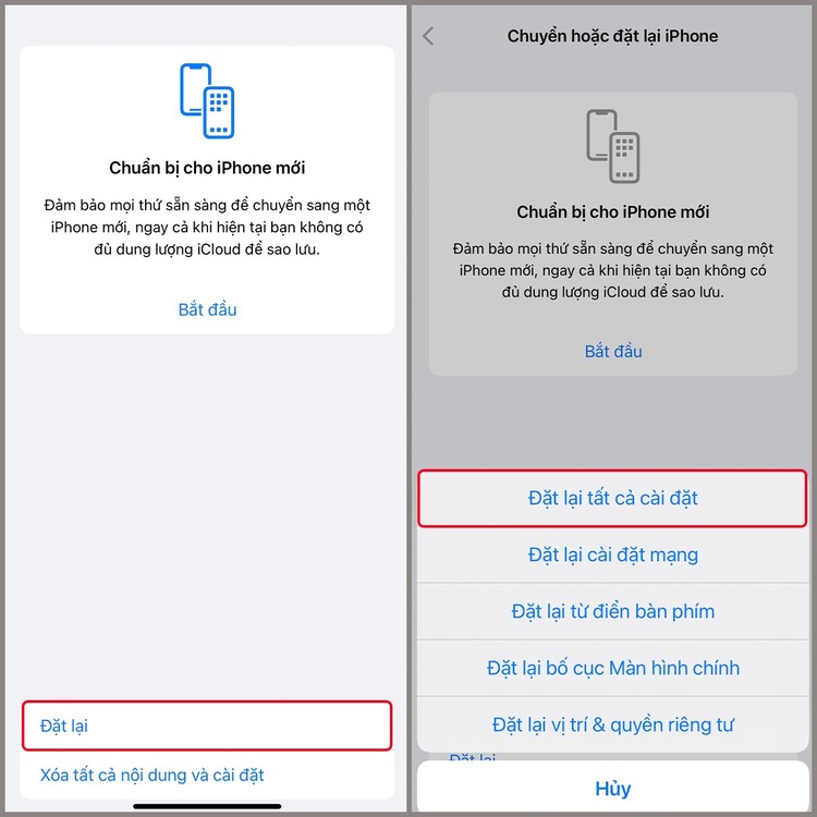 Đặt lại tất cả cài đặt hệ thống iPhone 16 Pro Max