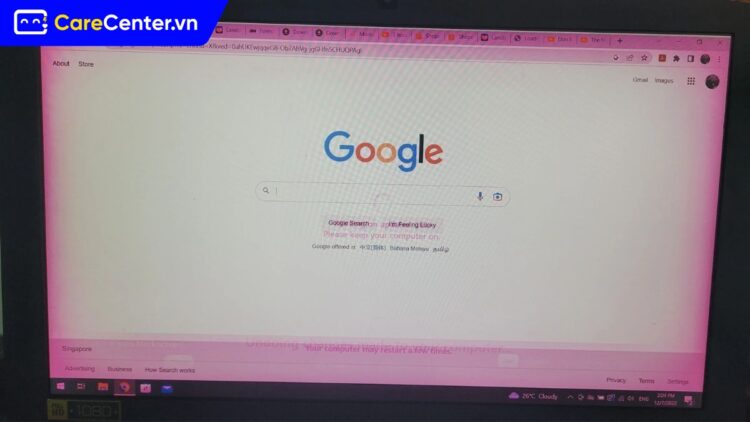 màn hình máy tính bị màu hồng