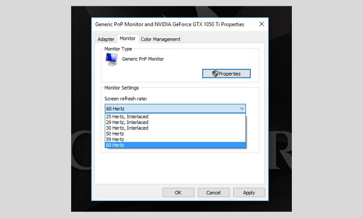 Thay đổi tần số quét khi màn hình laptop bị sọc mưa