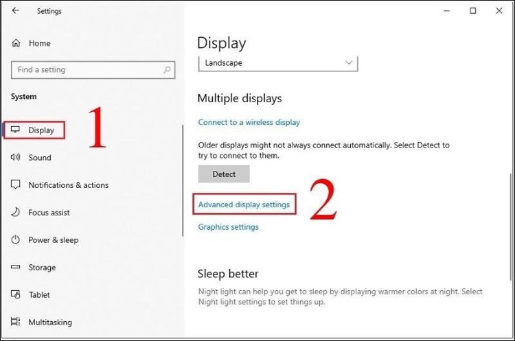 Advanced Display Settings màn hình máy tính bị sọc ngang mờ