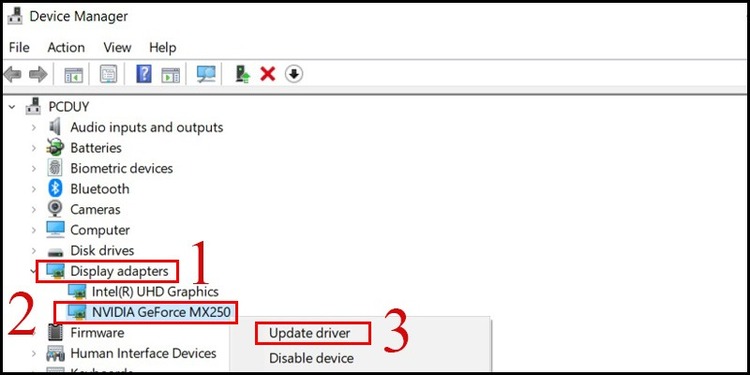 Cập nhật và tinh chỉnh Driver màn hình