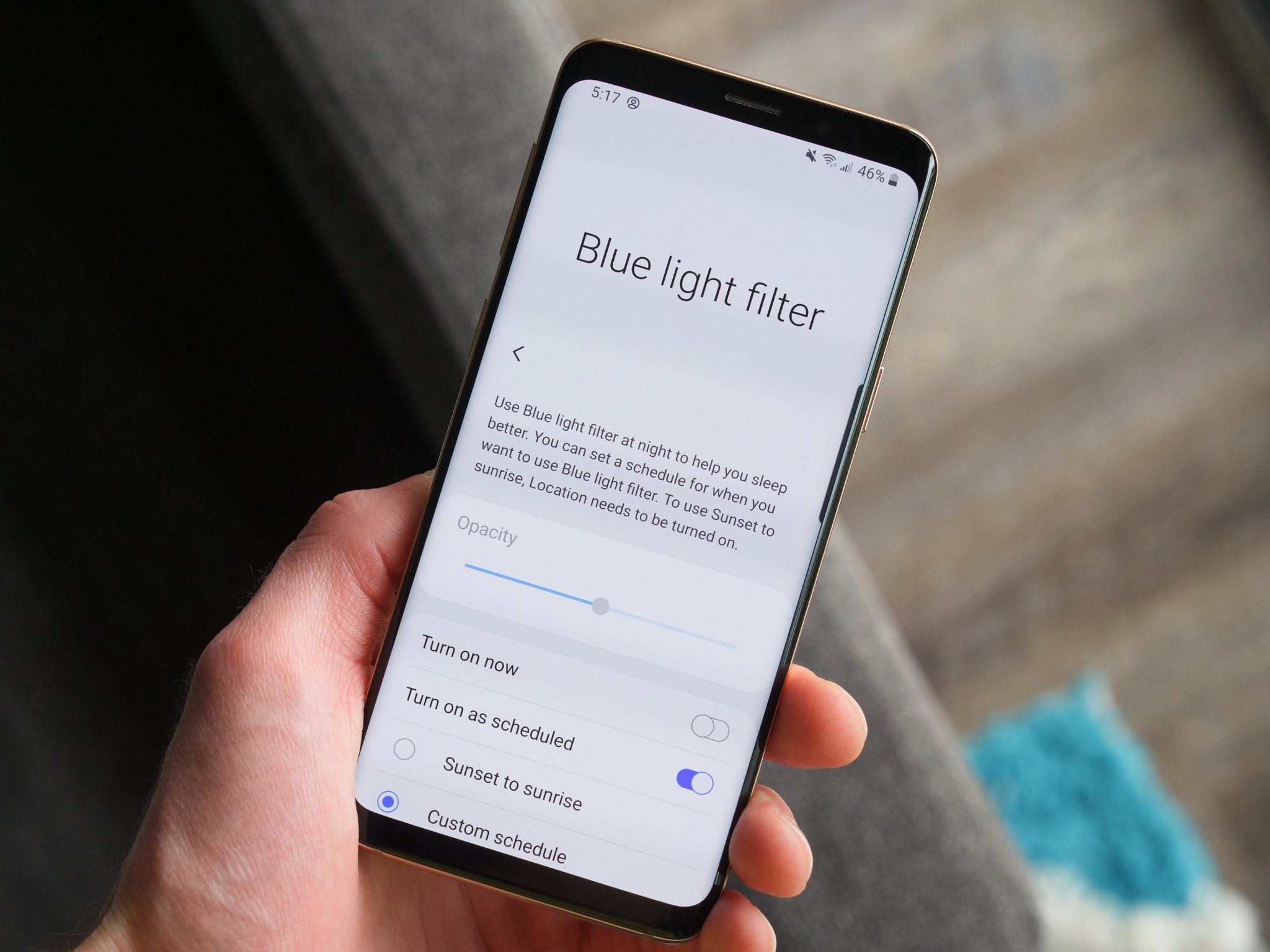 Blue Light Filter màn hình note 9 bị ám vàng