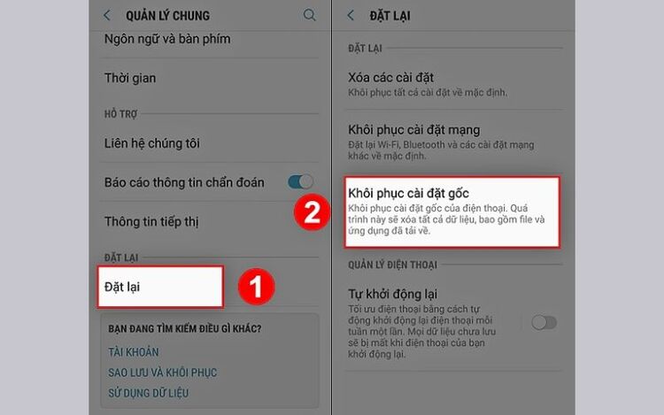 khôi phục cài đặt gốc khi màn hình samsung note 9 bị ám vàng