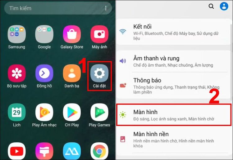 tắt chế độ lọc ánh sáng xanh khi màn hình note 9 bị ám vàng