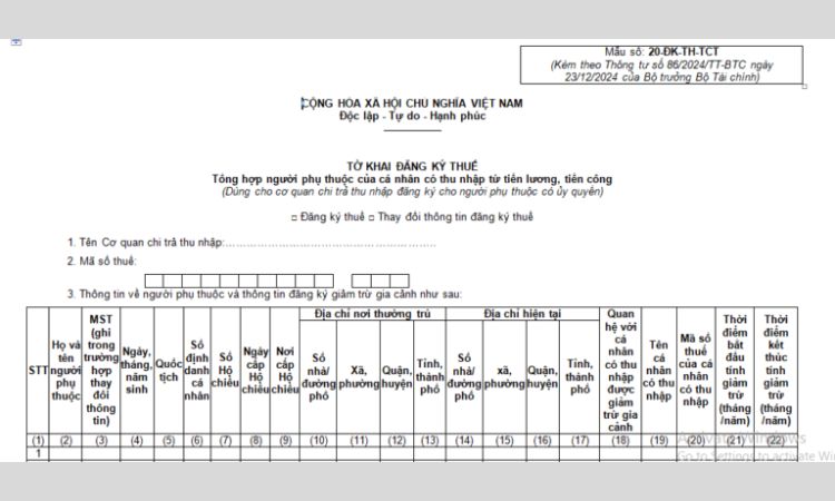 cách kê khai mã số thuế qua cơ quan chi trả thu nhập