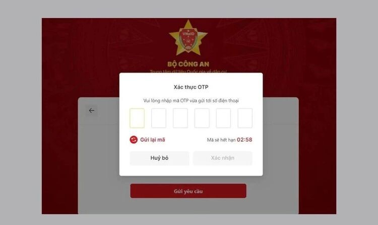 Nhập mã OTP xác minh  sim chính chủ