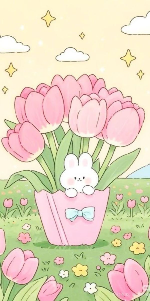 Hình nền hoa tulip cute, hình vẽ